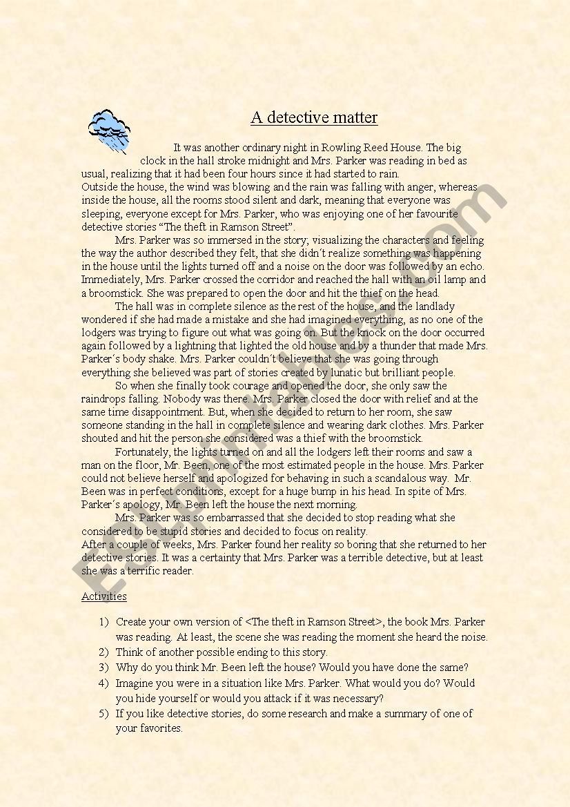 A detective matter worksheet