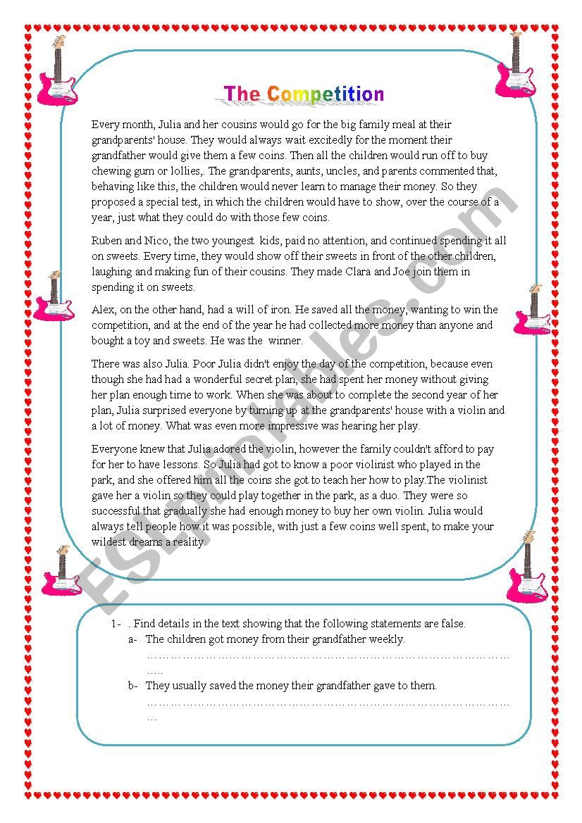 Reading comprehension test on pocket money for grade nine