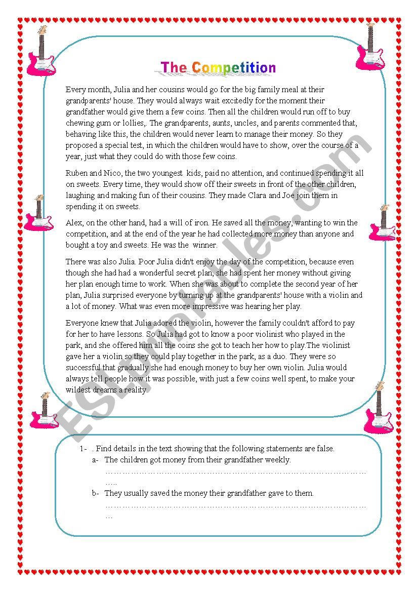 Reading comprehension test on pocket money for grade nine