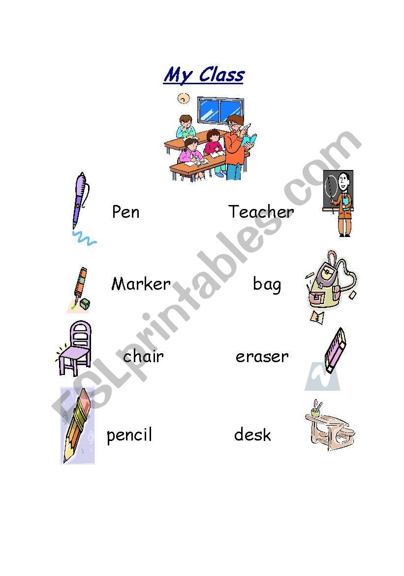  Calssroom vocabulary worksheet