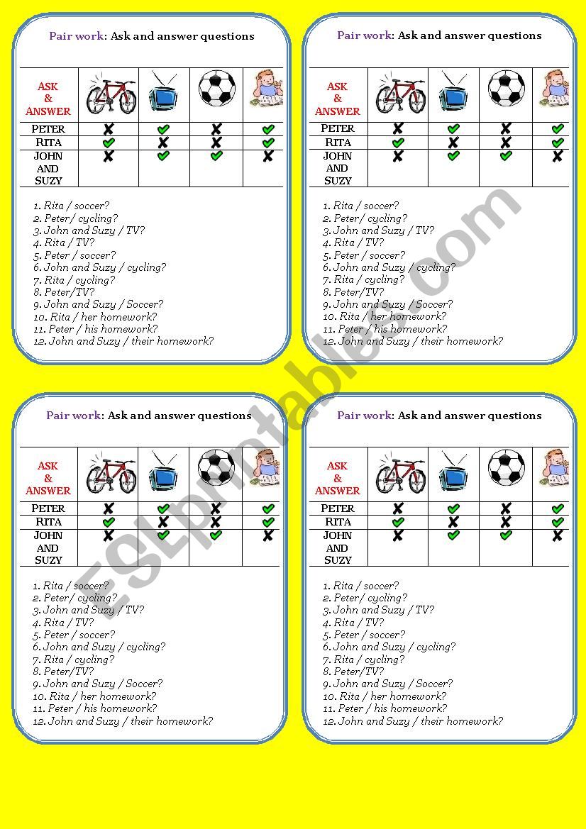 ANY TENSE SPEAKING CARDS worksheet