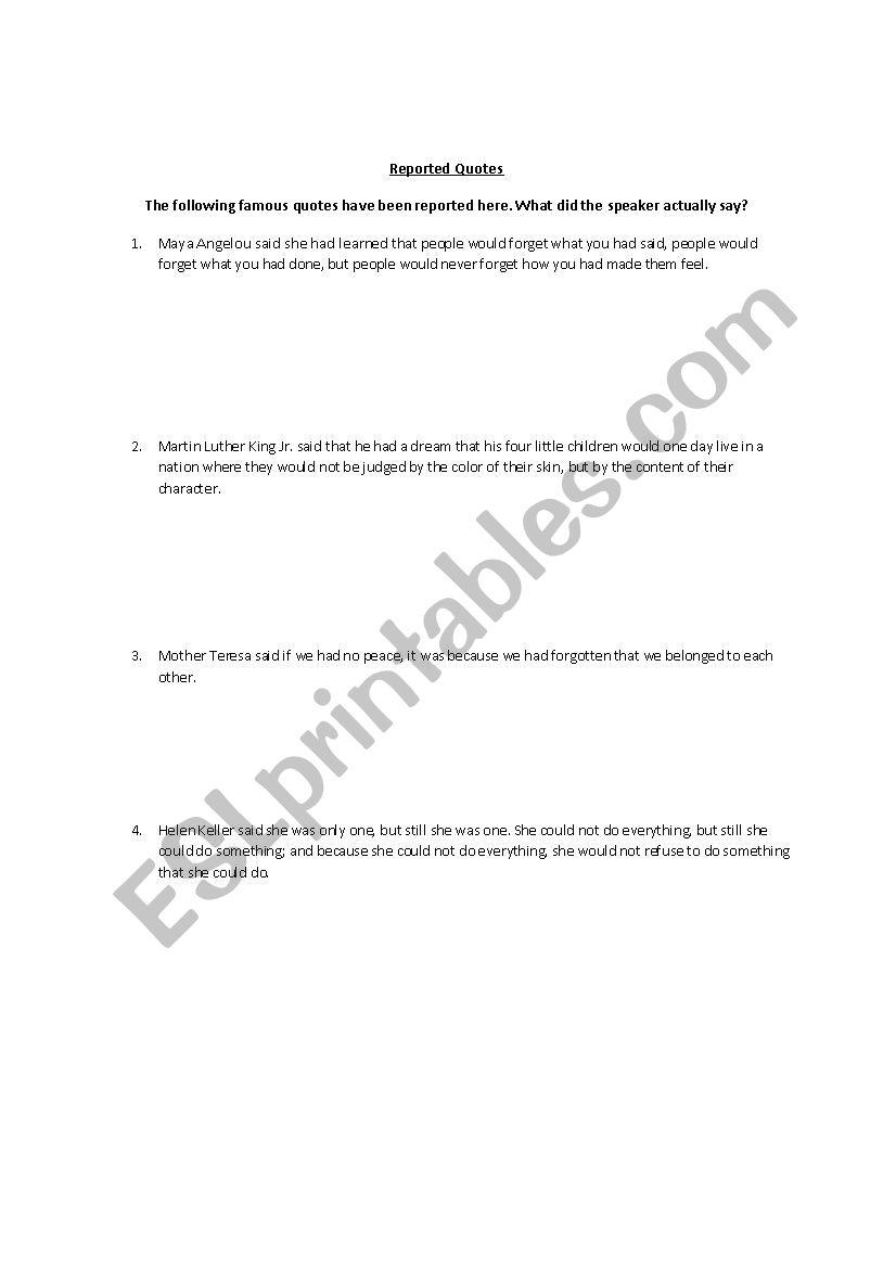 Reported Quotes worksheet
