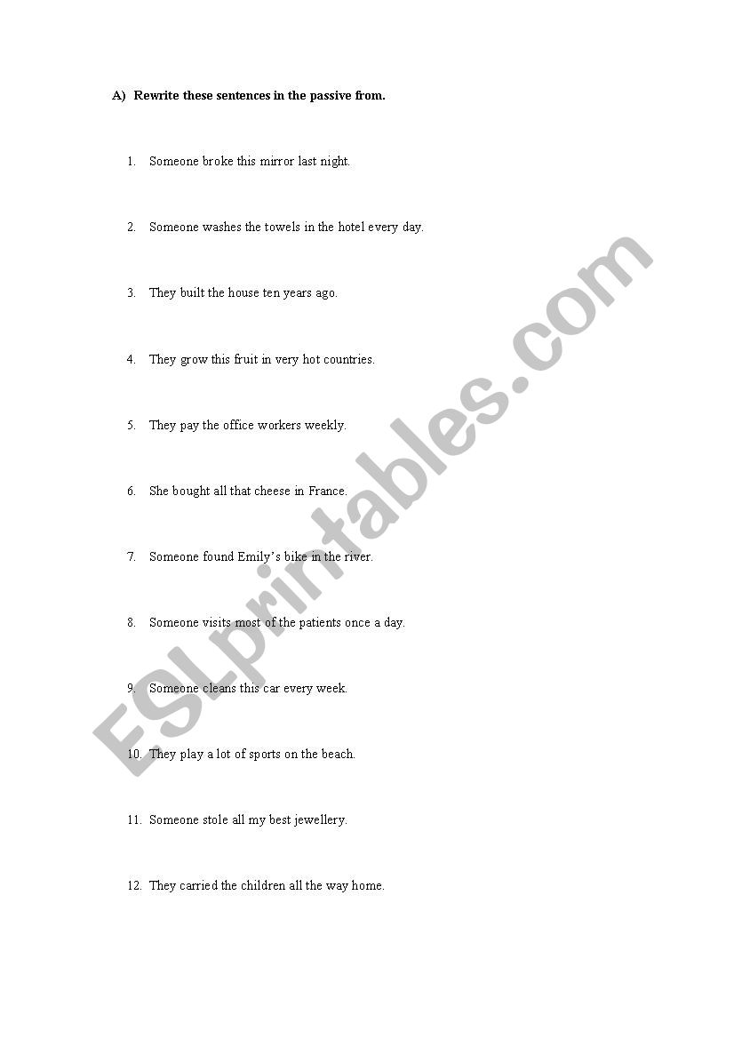 Pasive Voice worksheet