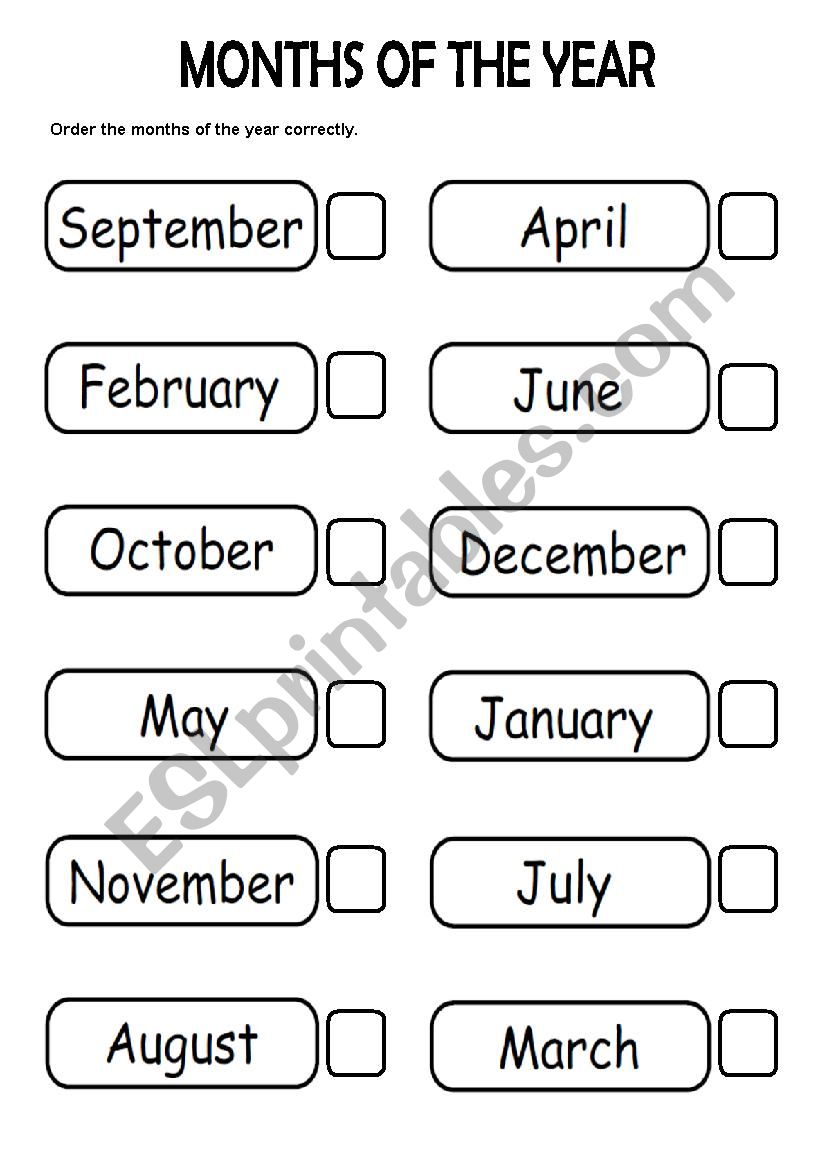 Months of the year worksheet