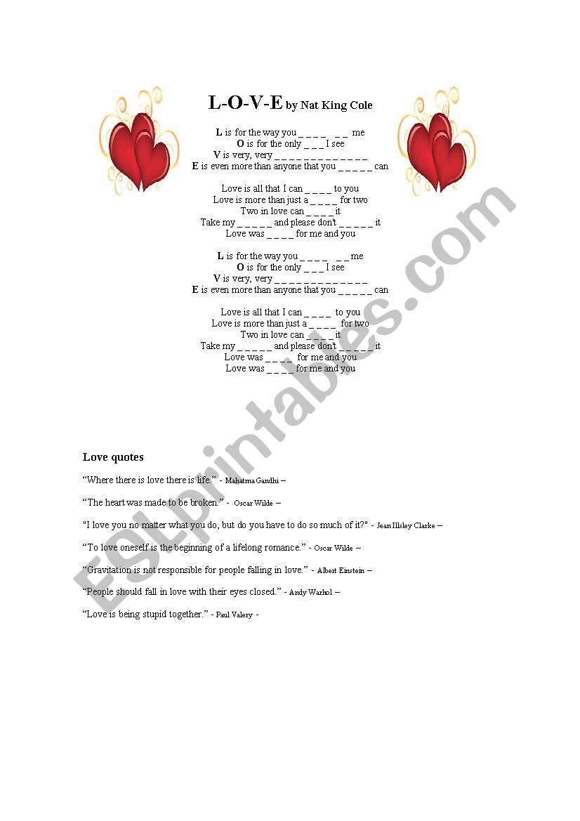 L.O.V.E worksheet