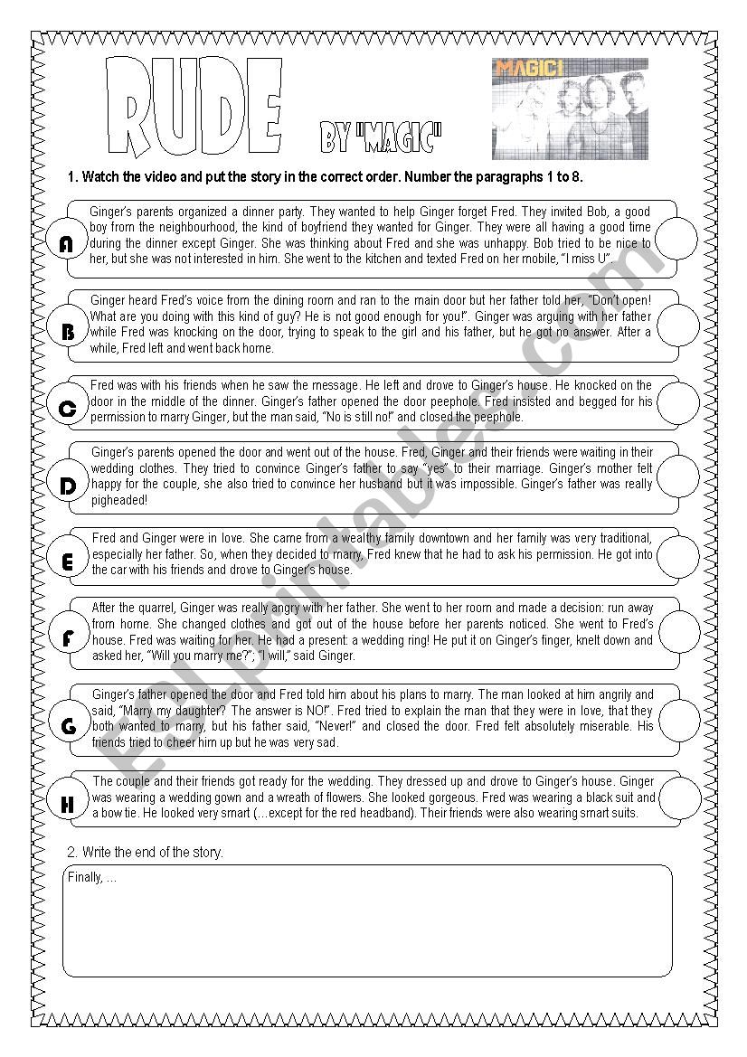 Rude (song) worksheet