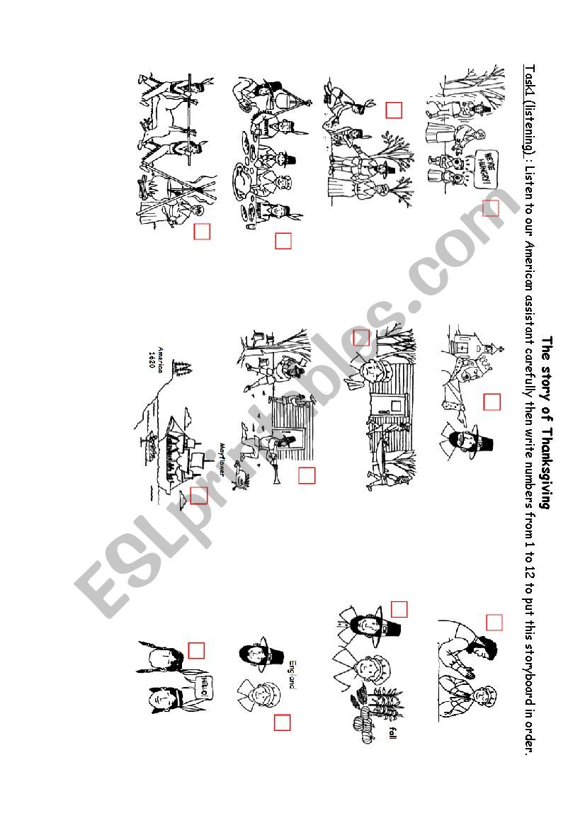 The story of thanksgiving worksheet