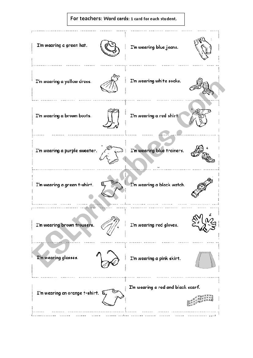 Clothes: speaking activity worksheet