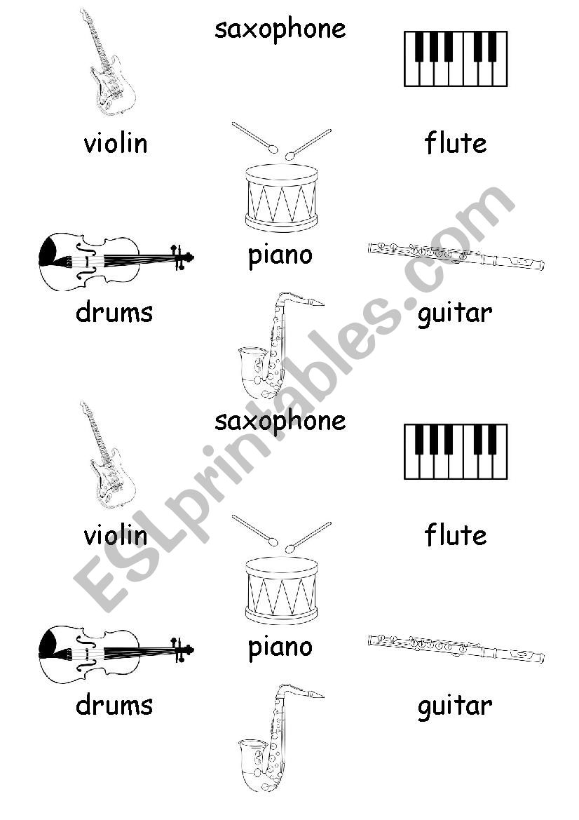 music instruments worksheet