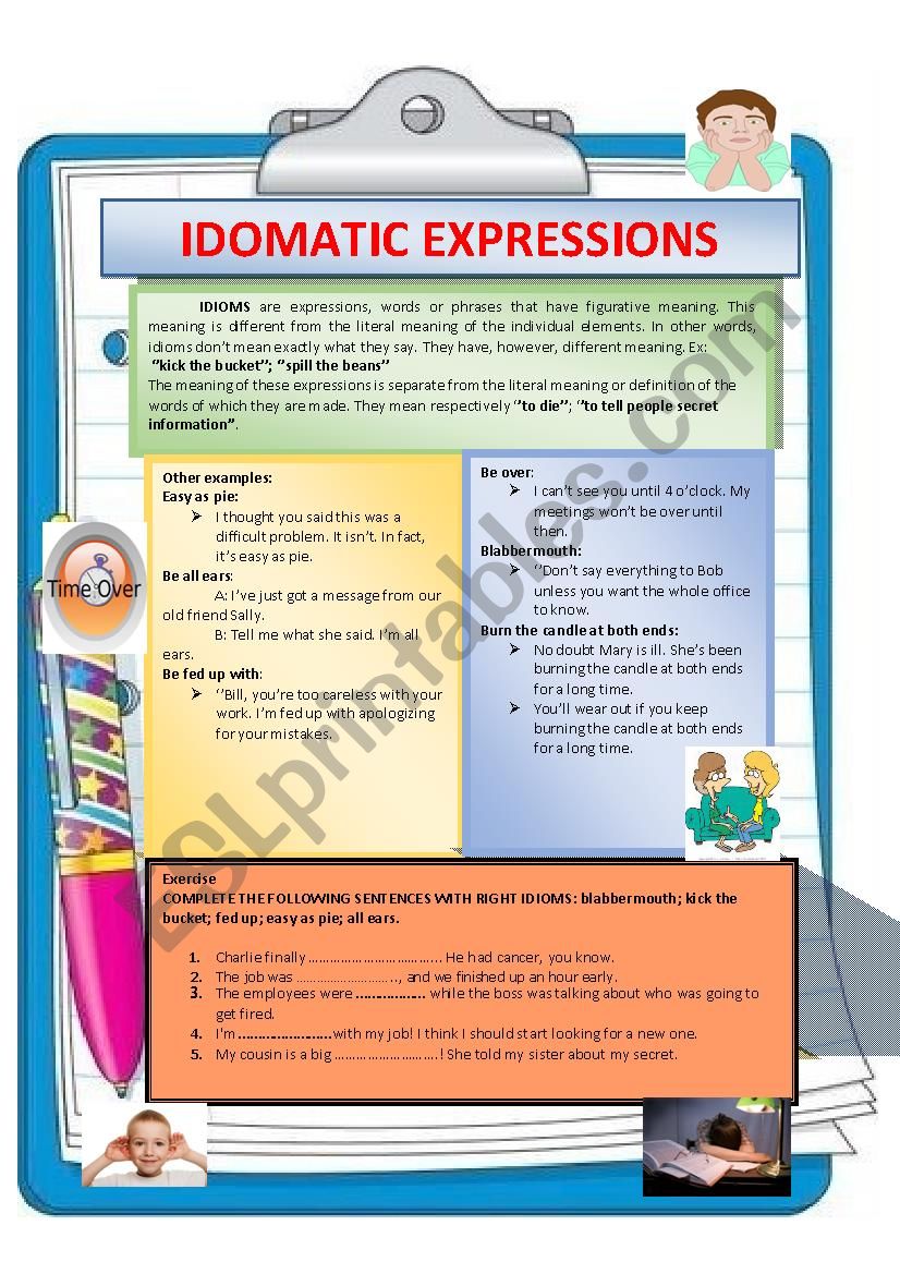 Idioms worksheet