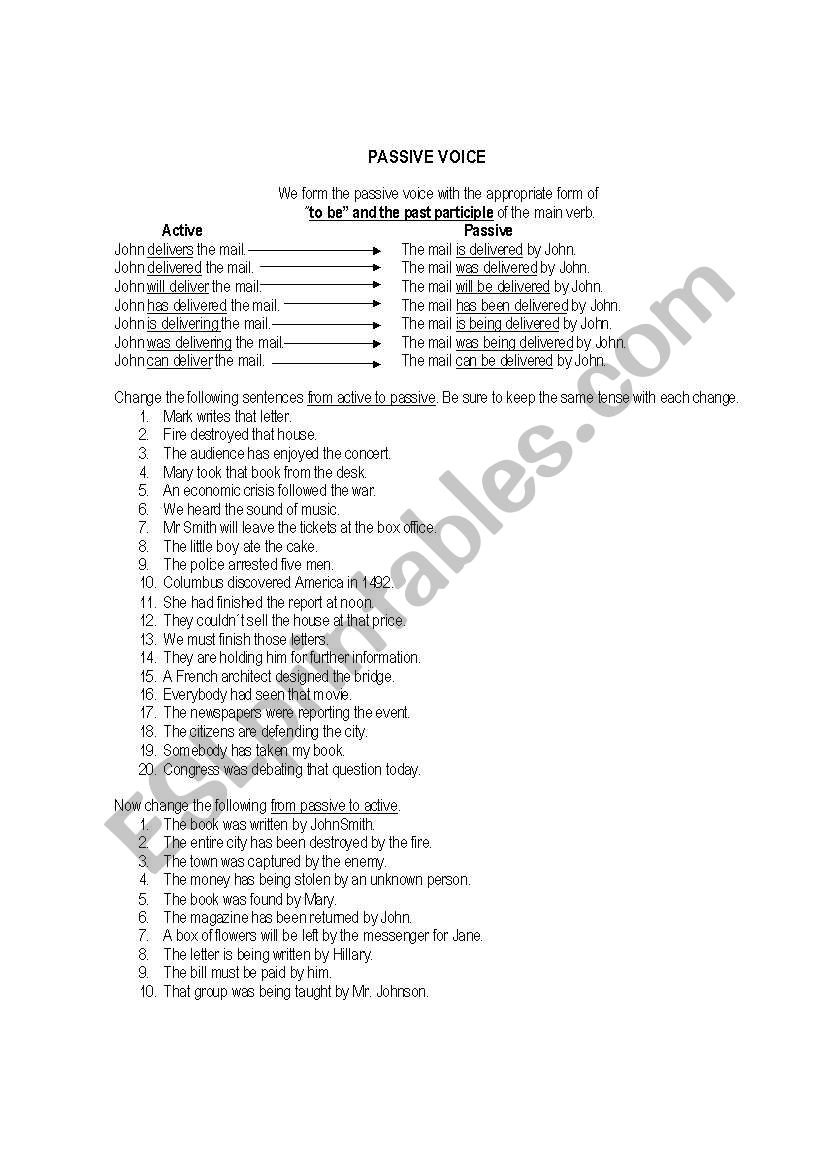 PASSIVE VOICE worksheet