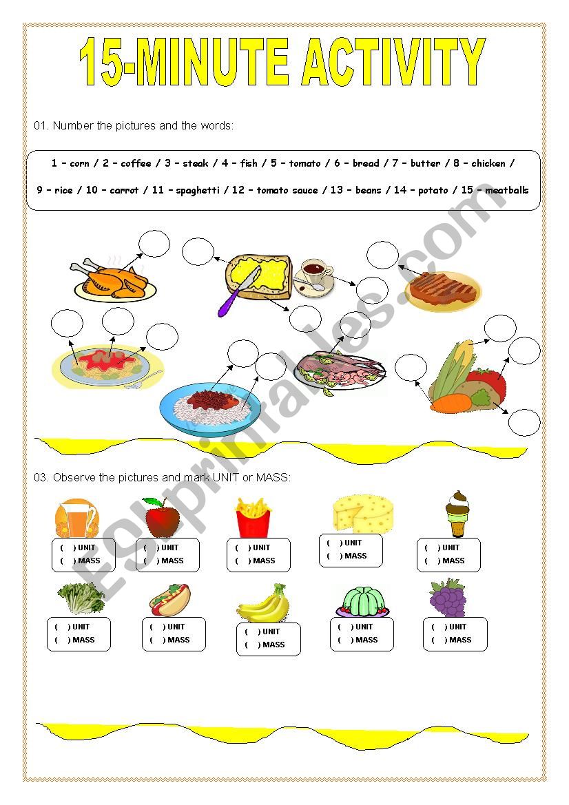 15-minute activity worksheet