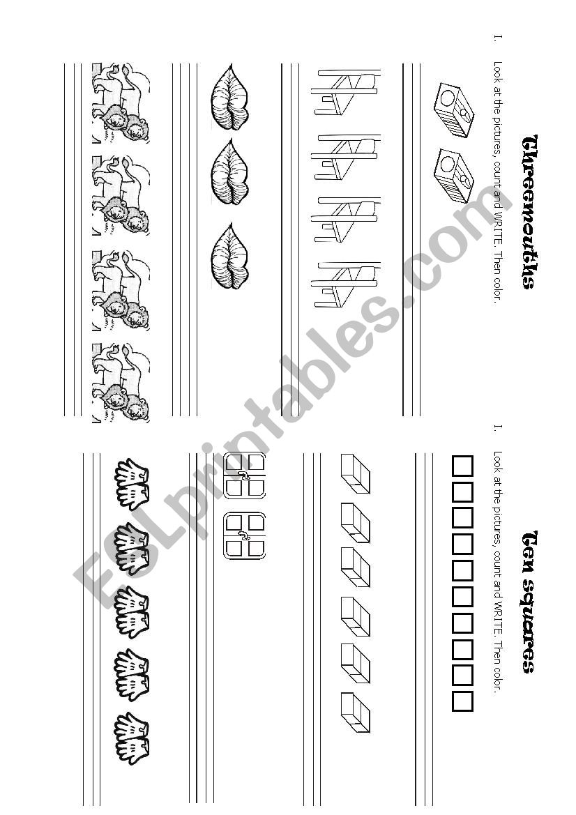 Three mouths worksheet