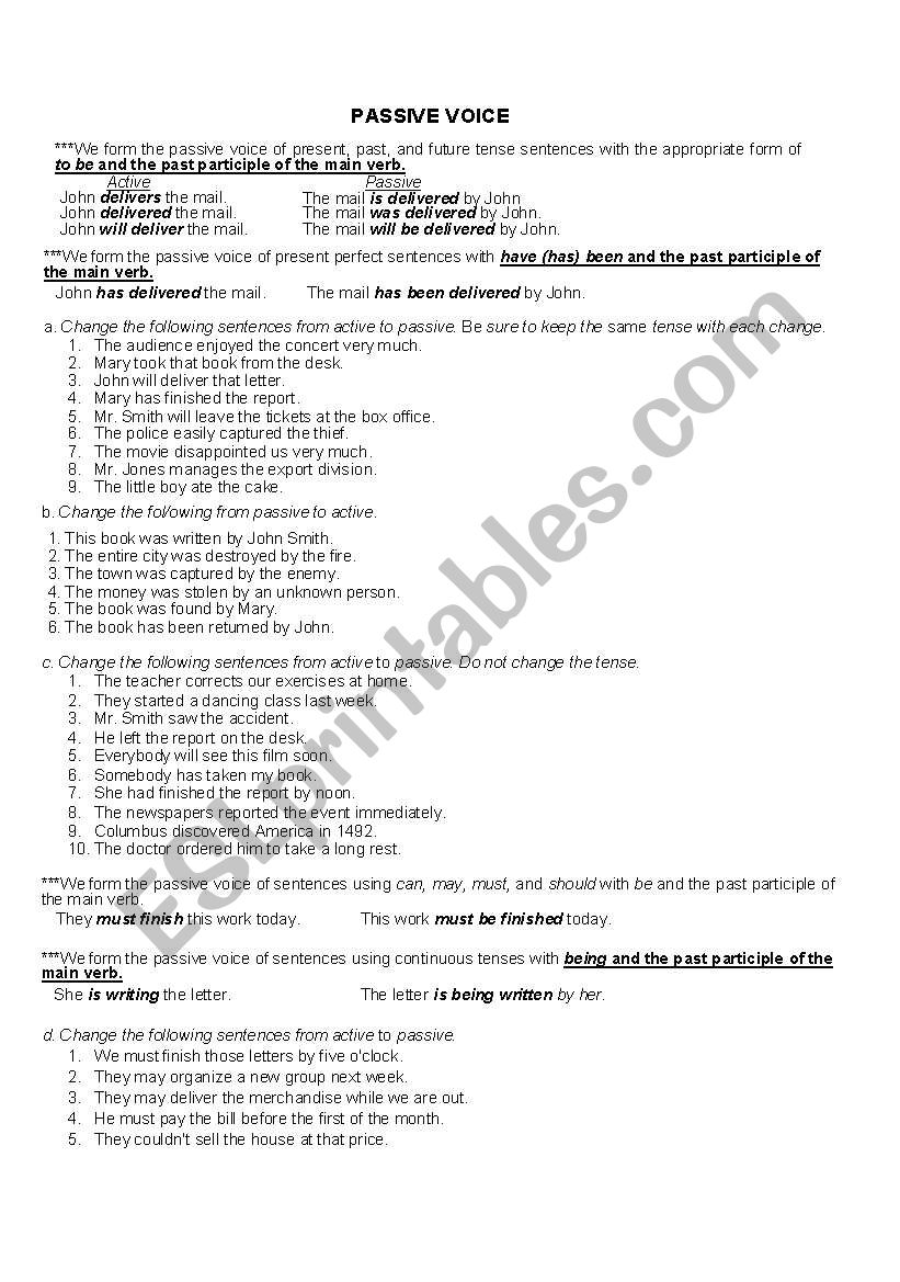 PASSIVE VOICE worksheet