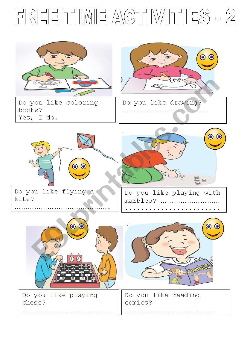 FREE TIME ACTIVITIES - 2 (2 pages) (editable)