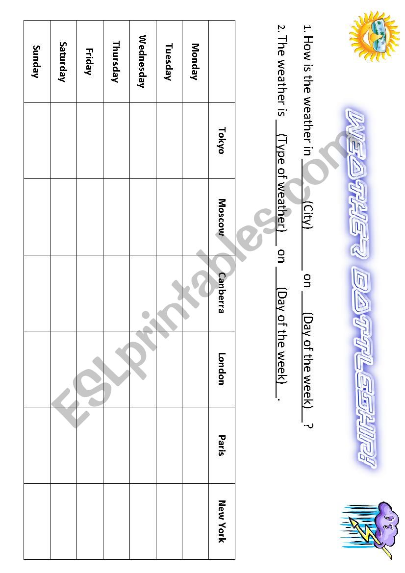 Weather Battleship! worksheet