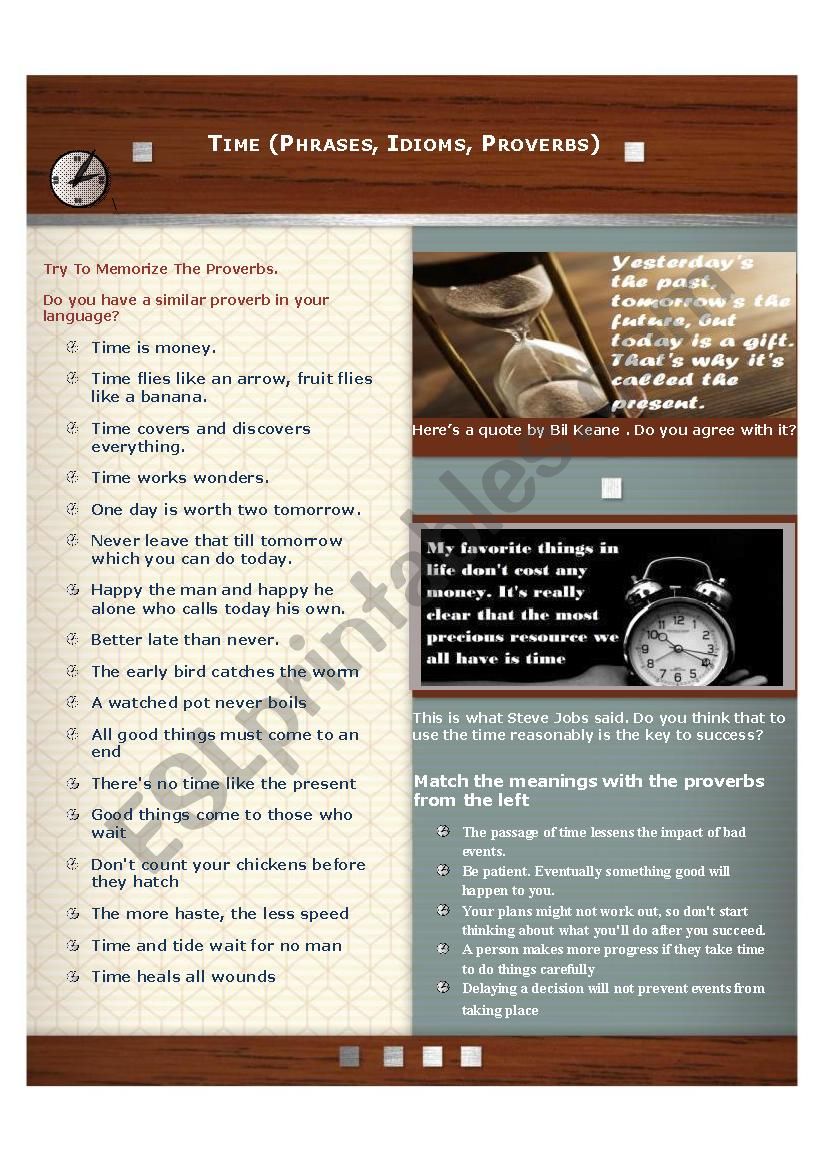 Time - Phrases, Idioms, Proverbs + Activities