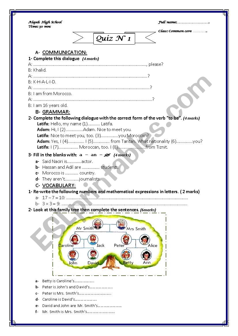 Quiz for beginners worksheet