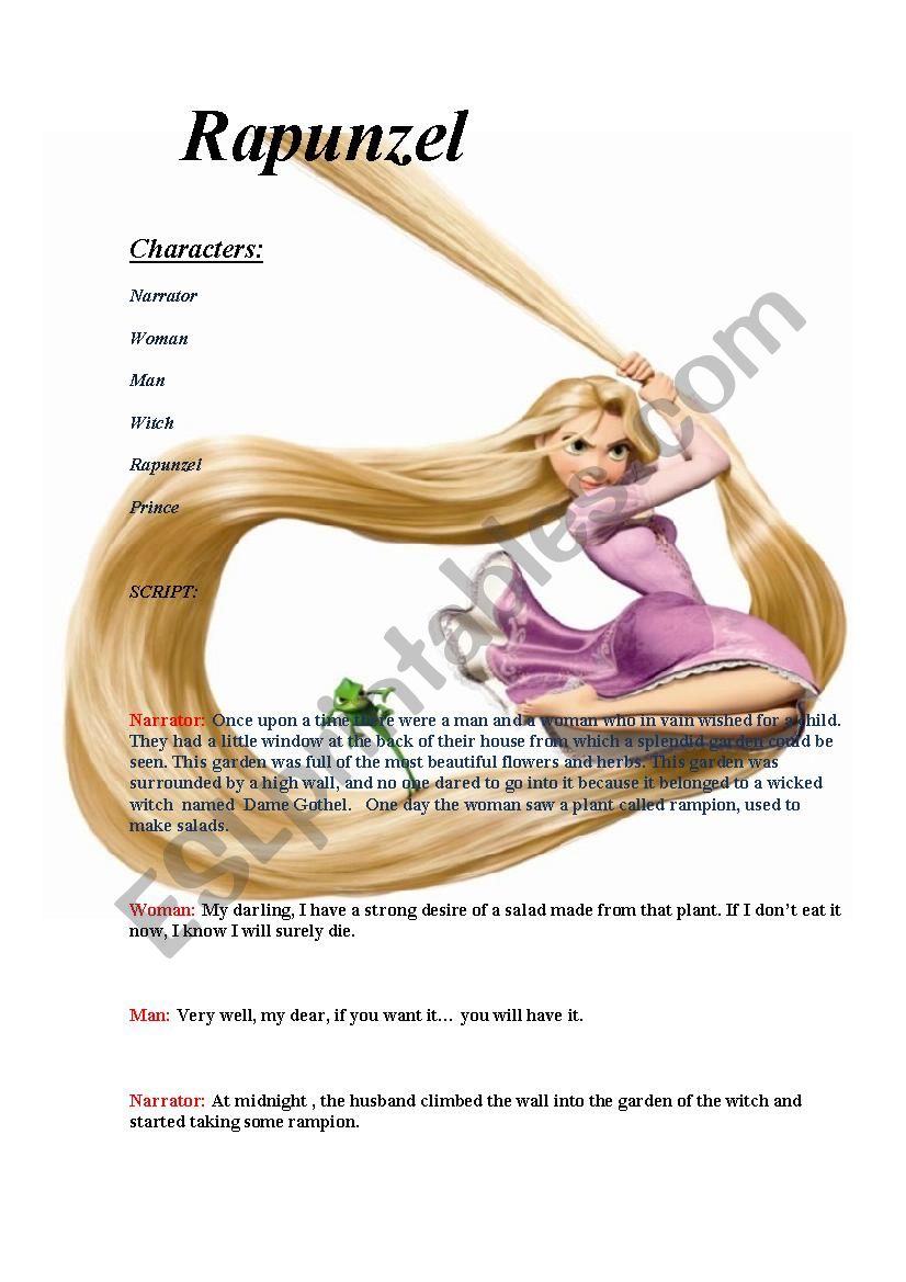 Rapunzel. Play Script worksheet
