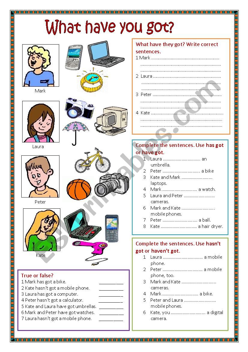 Have got / Has got. worksheet