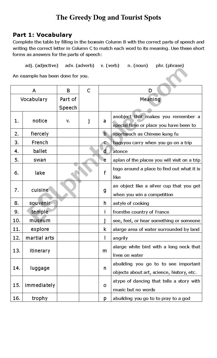 Vocabulary and Proofreading Exercise
