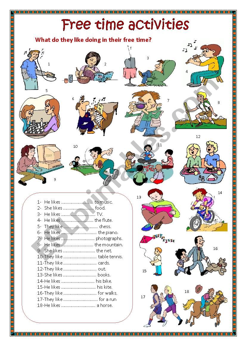 Free time activities. worksheet