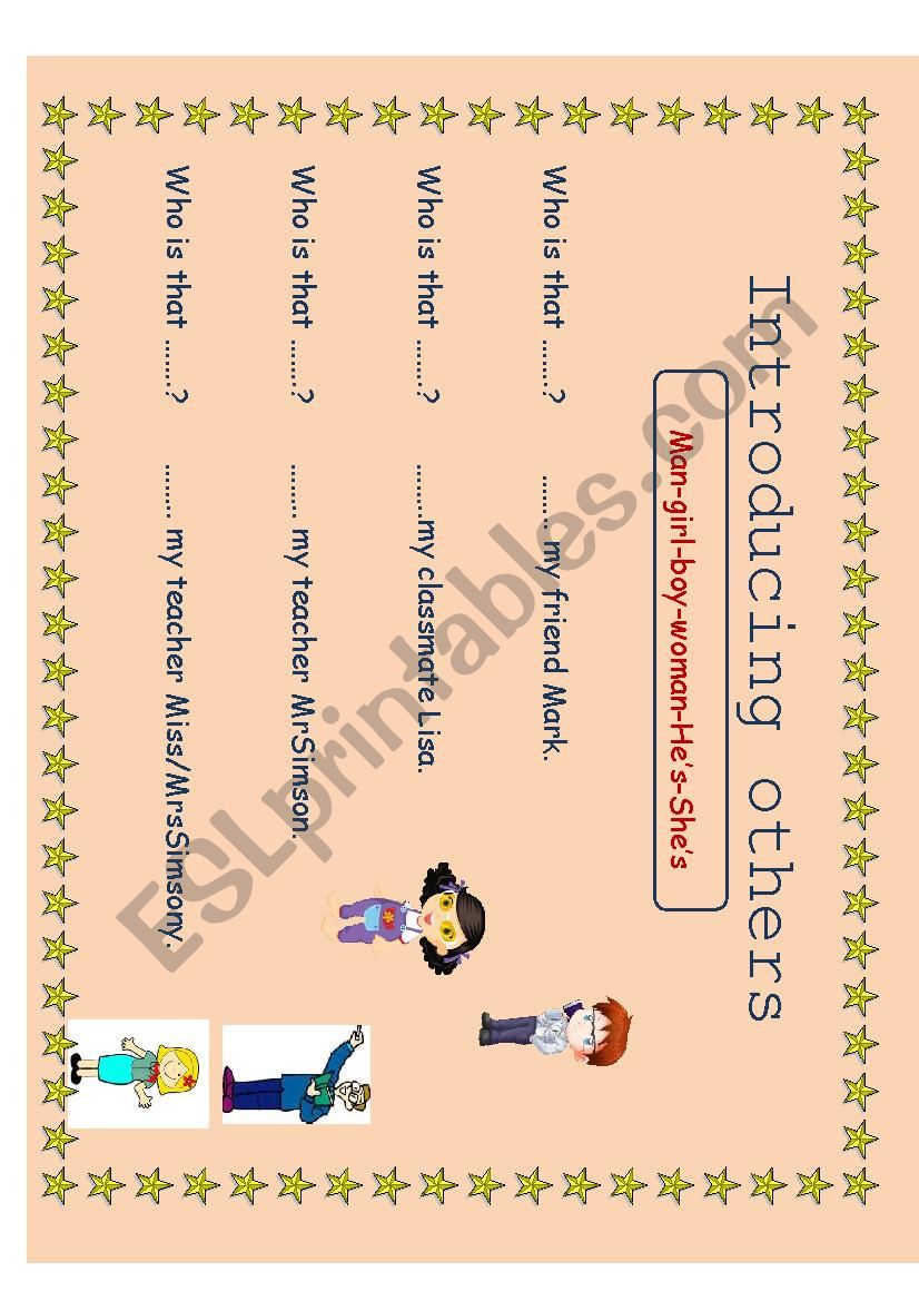 Introducing others worksheet