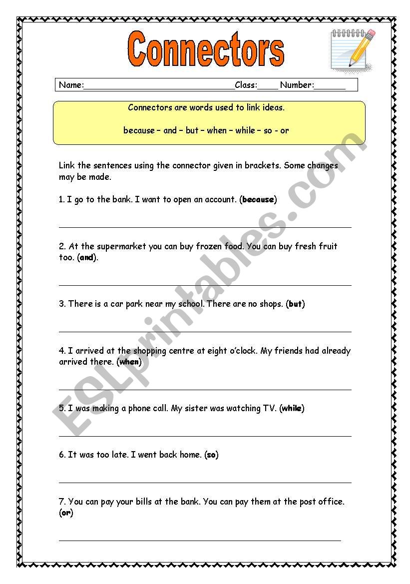 Connectors worksheet