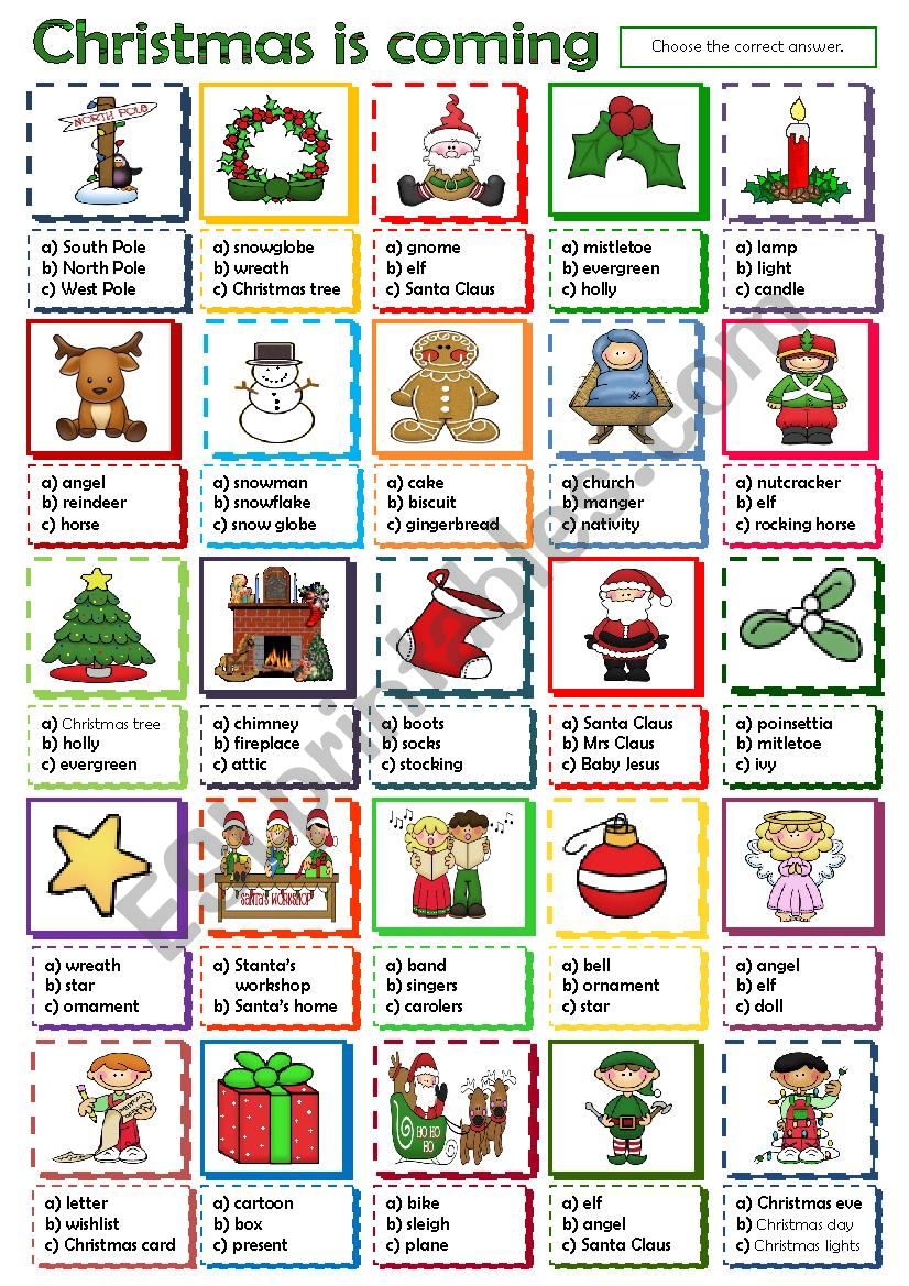 Christmas is coming worksheet