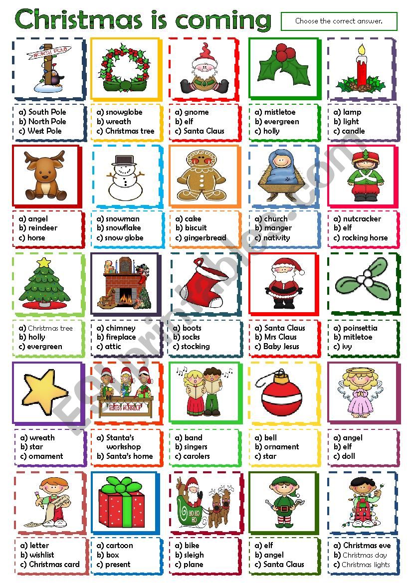 Christmas is coming worksheet