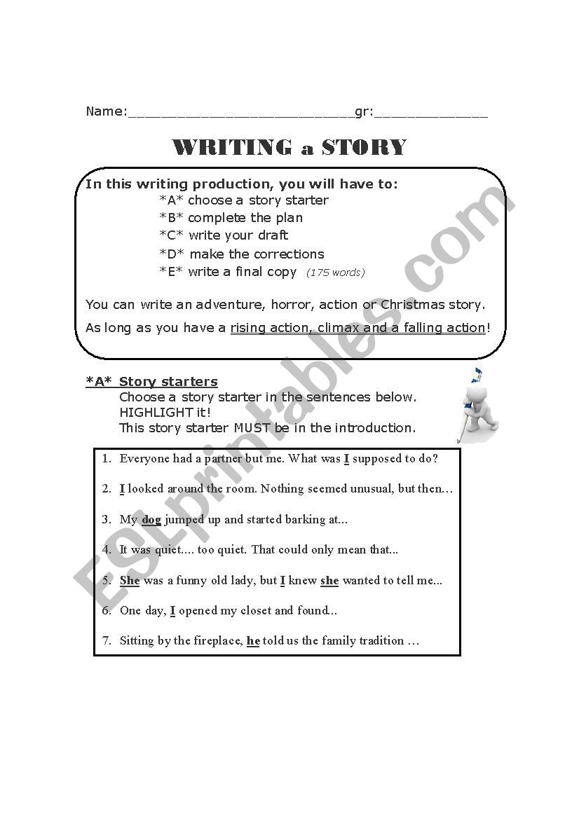 Writing a story worksheet