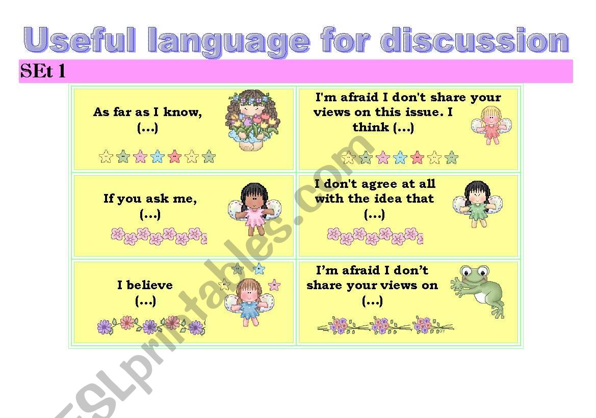 10 pages with Useful Language for Discussion and Topics for Discussion