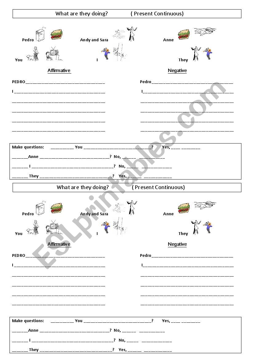 Present Continuous worksheet