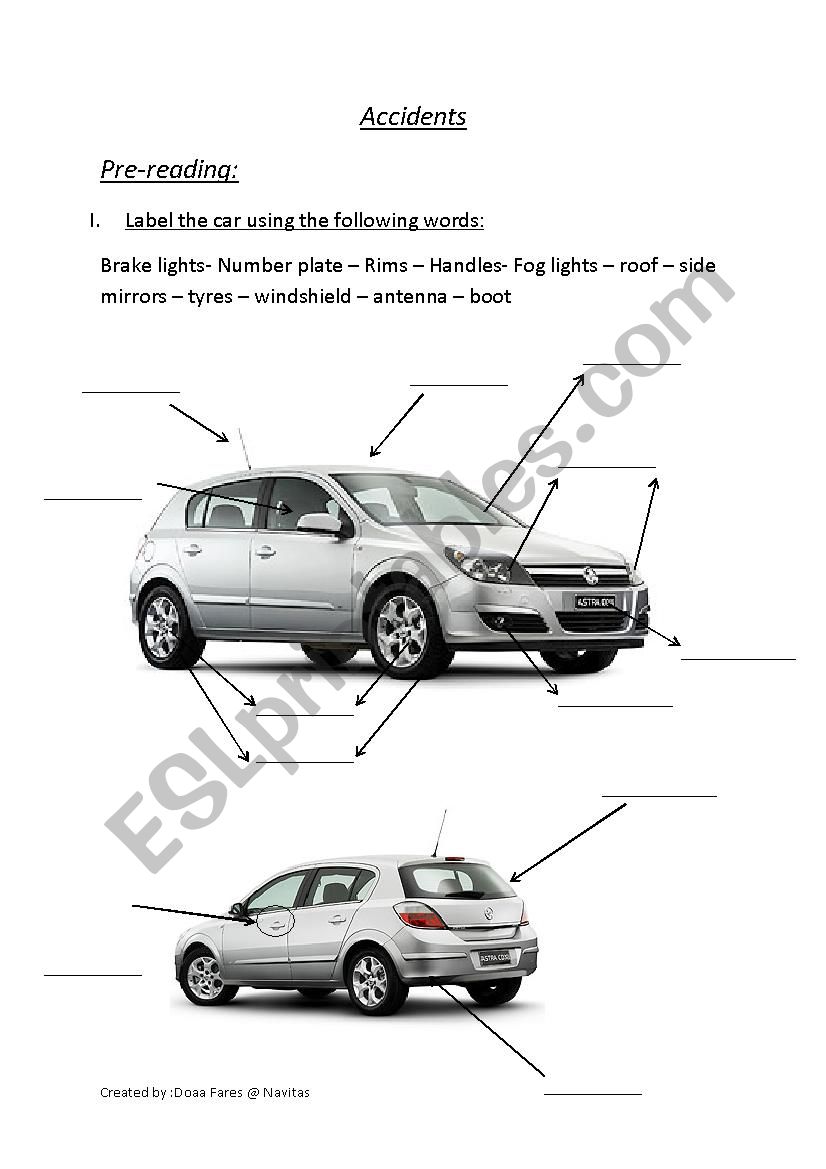 Accidents  worksheet