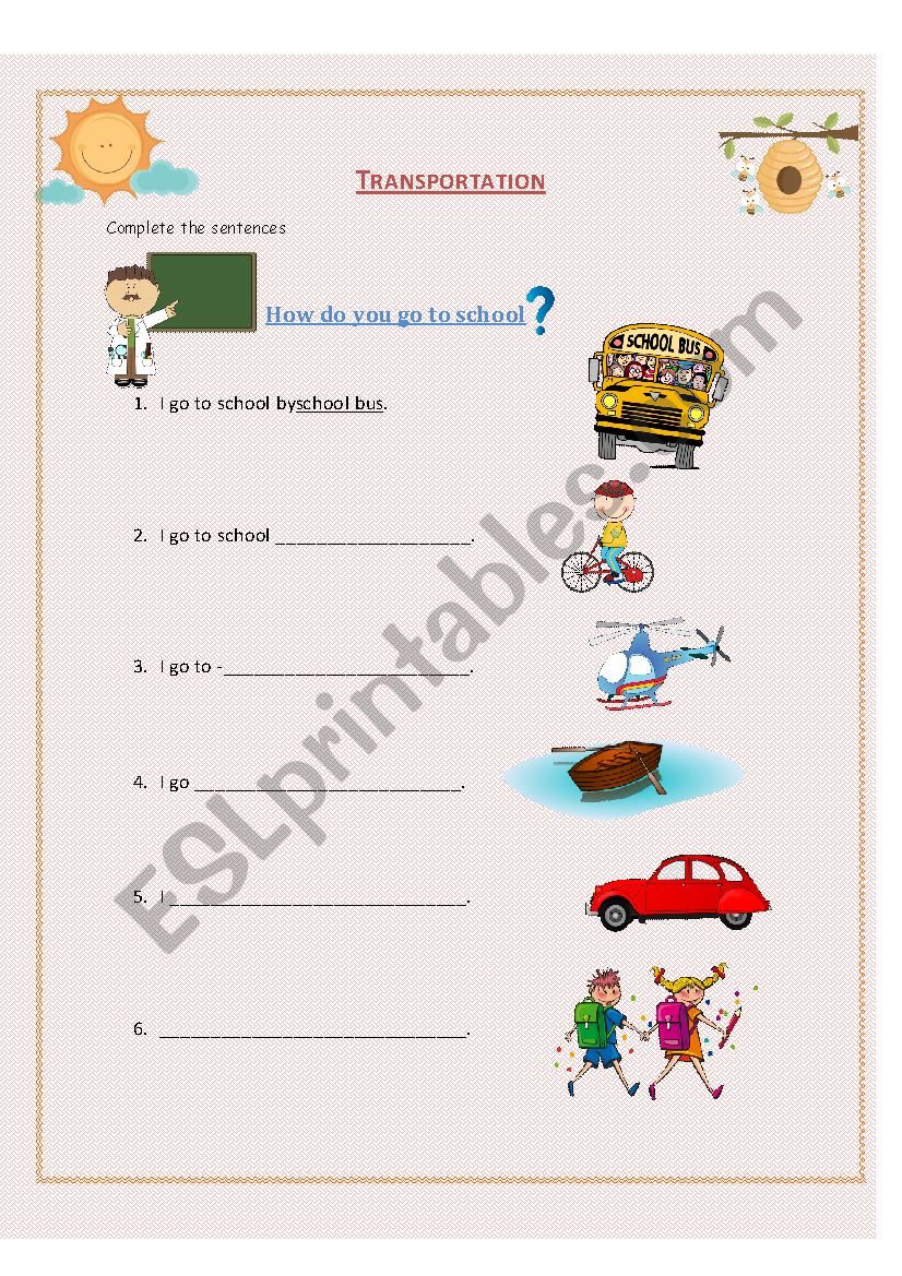 Transportation worksheet