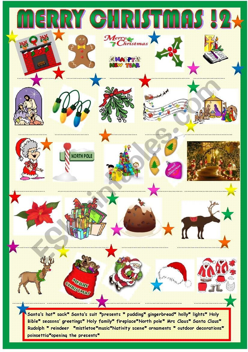 Christmas pictionary and matching activity 2