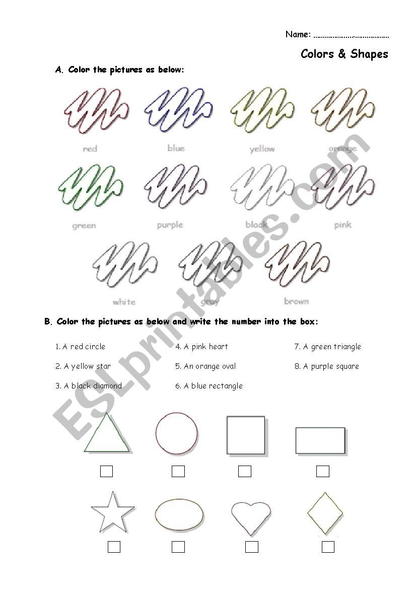 Colors Testing worksheet