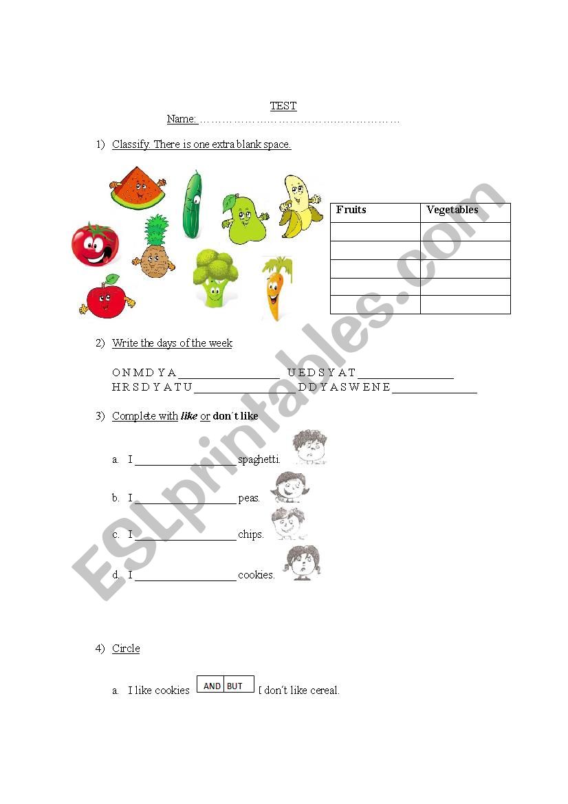 What do you like? worksheet