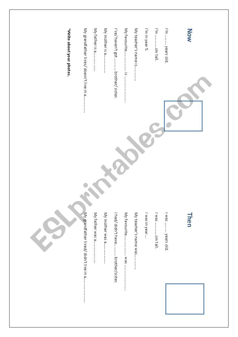 Now and then worksheet