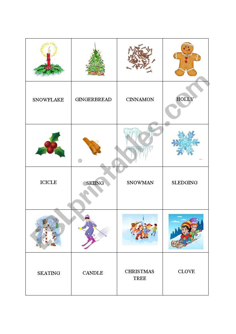 winter domino part 1. worksheet