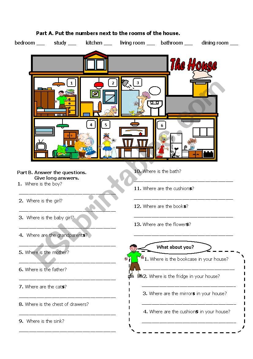 ROOMS IN THE HOUSE worksheet