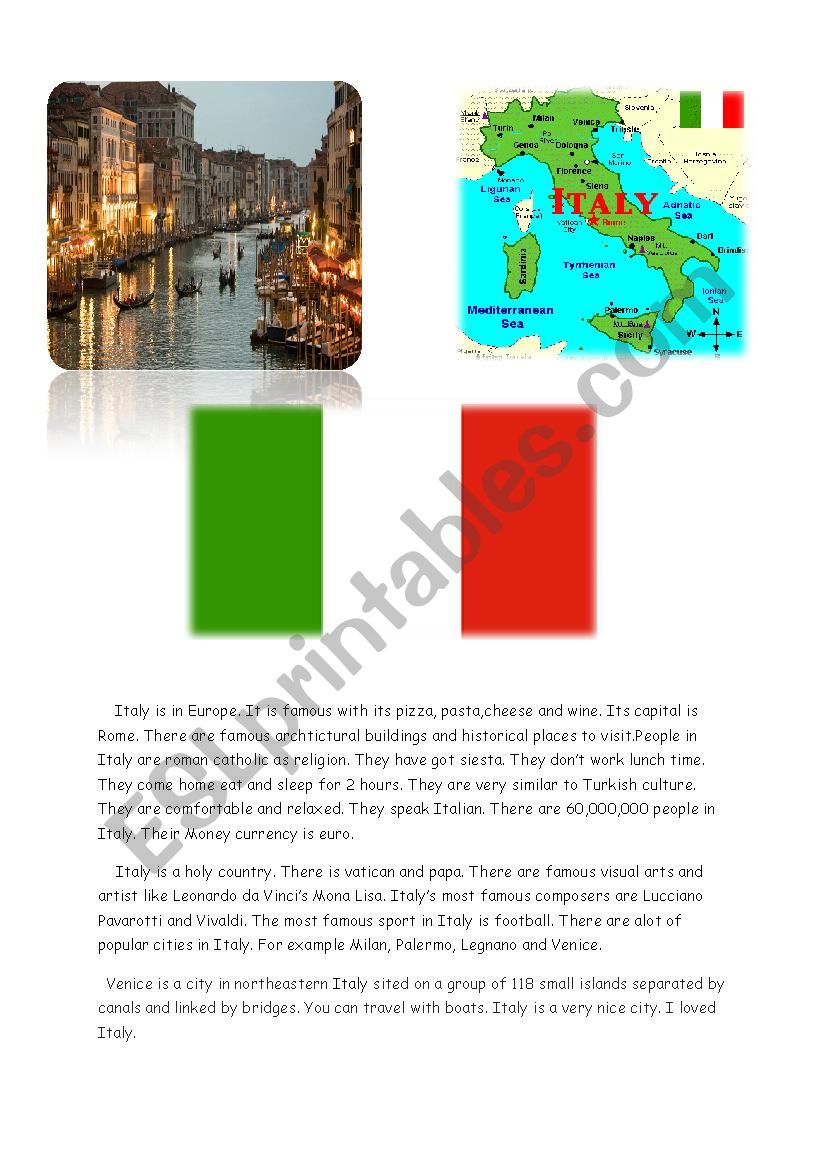 ITALY worksheet