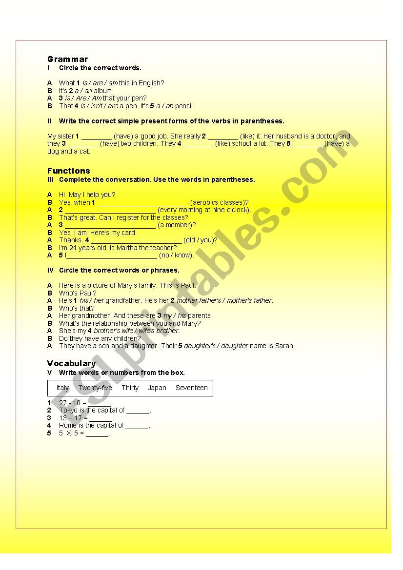 Present Simple worksheet