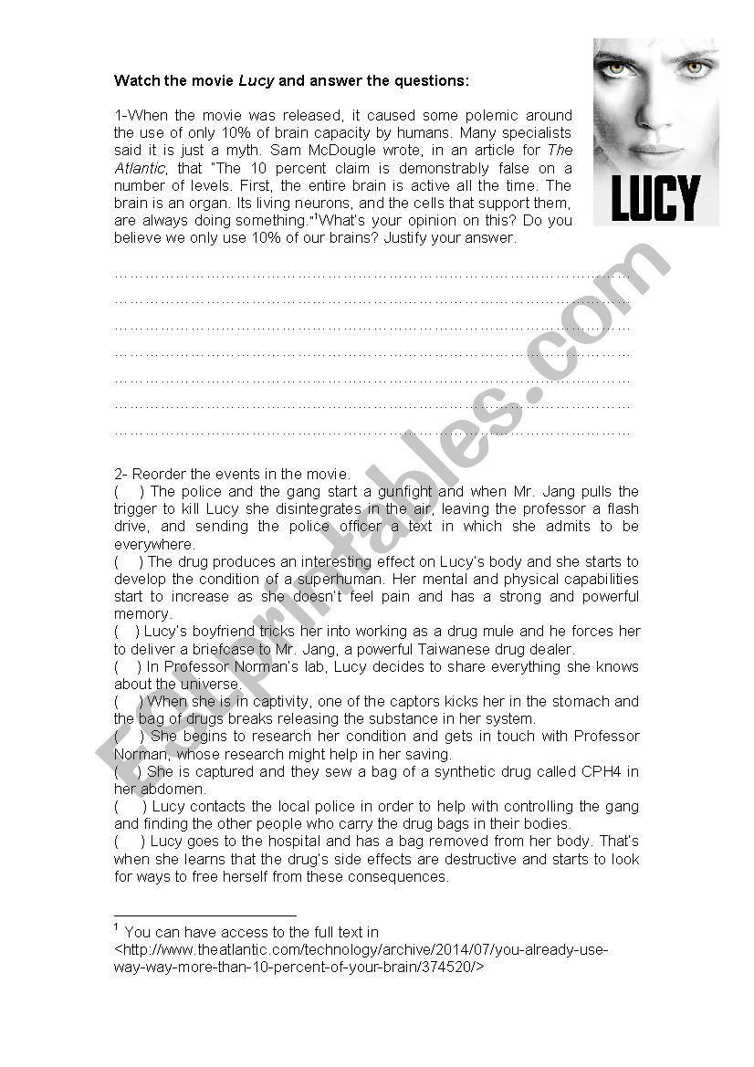 Lucy (movie activity) - intermediate