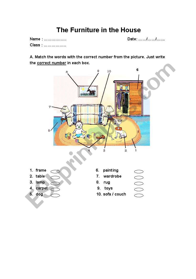 Furniture  worksheet