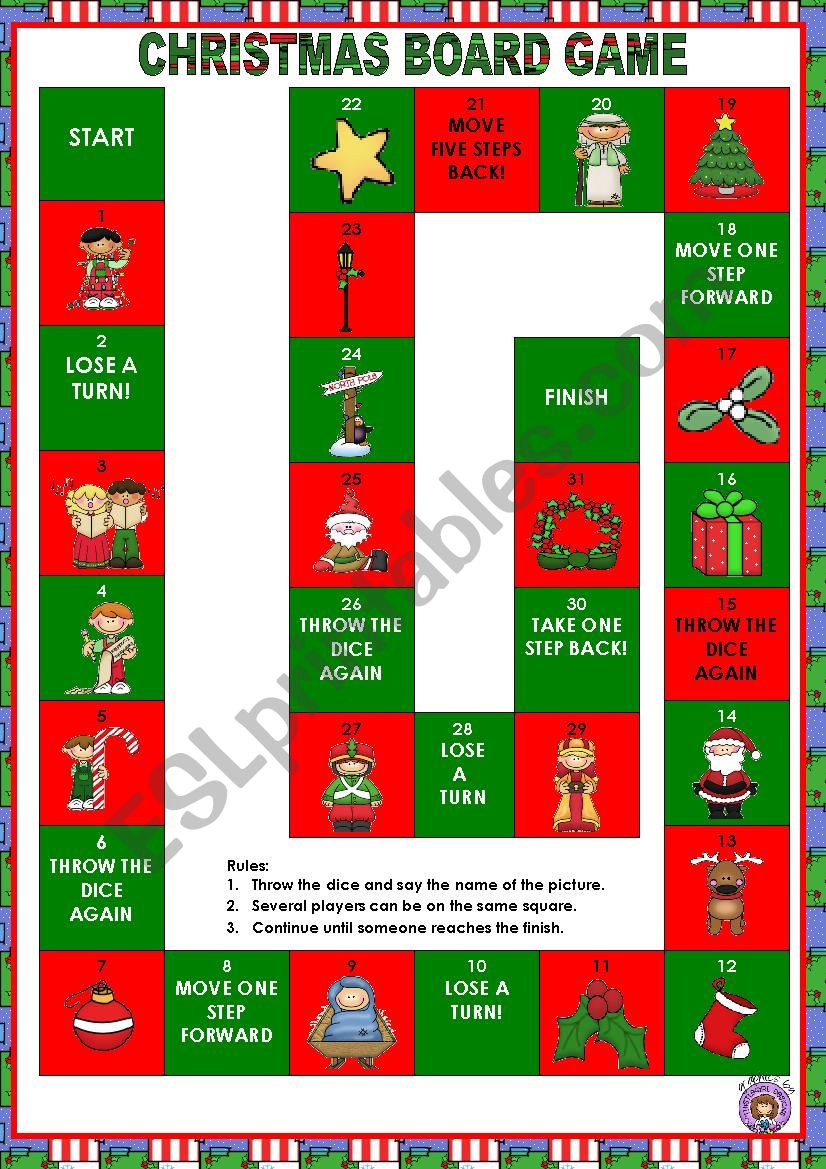 Christmas Boardgame worksheet