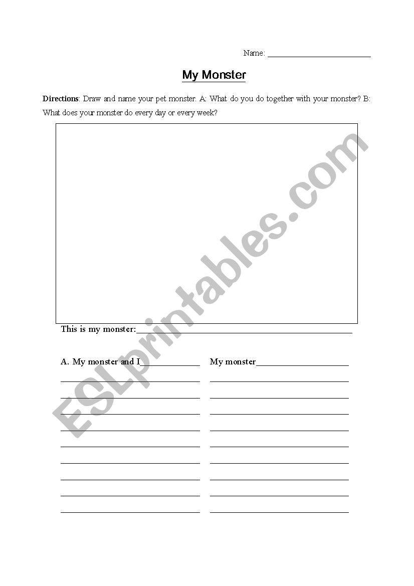 My Monster worksheet