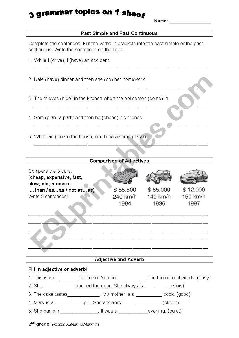 3 grammar topics on 1 sheet worksheet