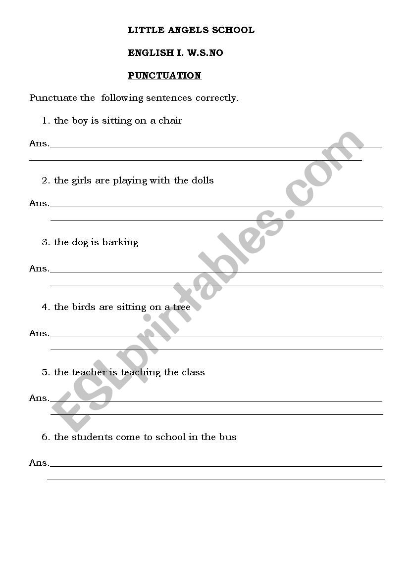PUNCTUATION worksheet