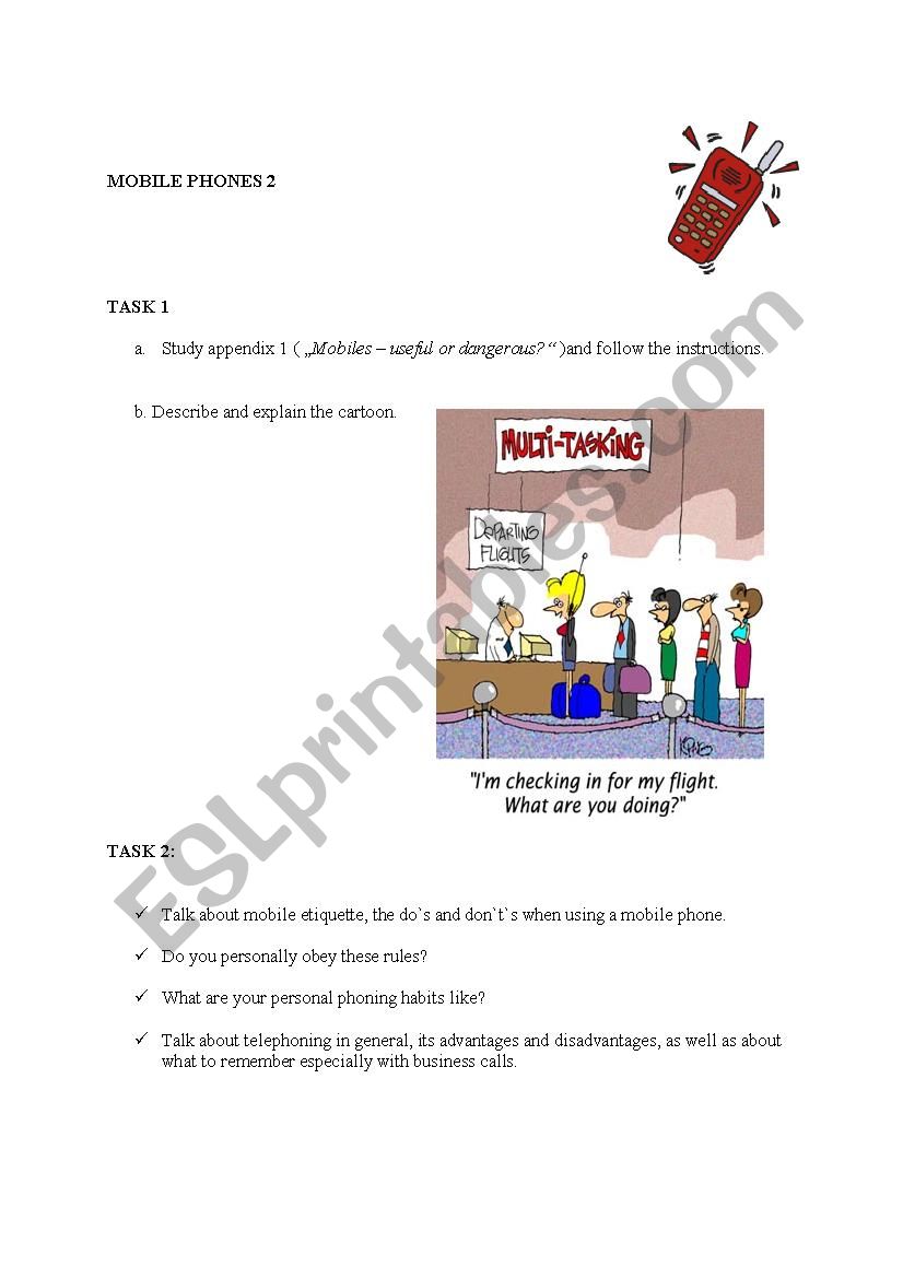 Mobile phones worksheet